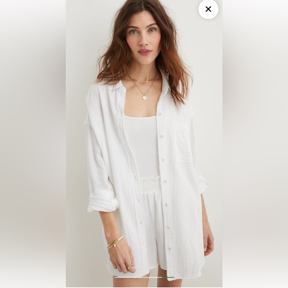 American Eagle Gauzy Coverup Shirt - Size L